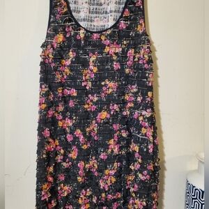Free People Black Ruffle Floral Mini Dress Pink Peach Coquette Fairy Festival L